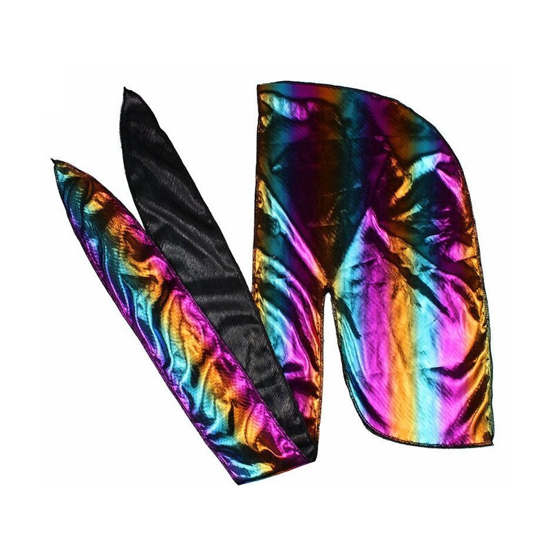 Holographic Durag Supplier - OEM Premium Polyester Long Tail Bandana