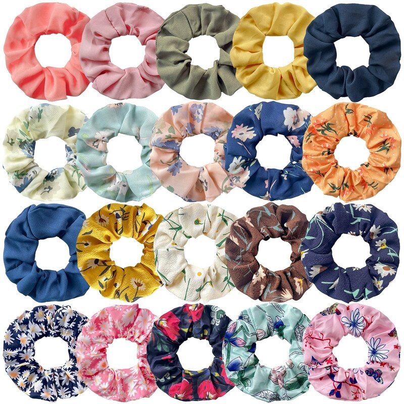 Floral Scrunchies Manufacturer - OEM 20pcs Ponytail Holder Hairbands