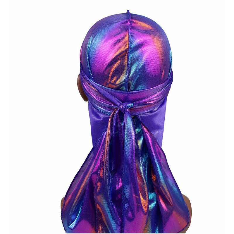 Holographic Durag Supplier - OEM Premium Polyester Long Tail Bandana