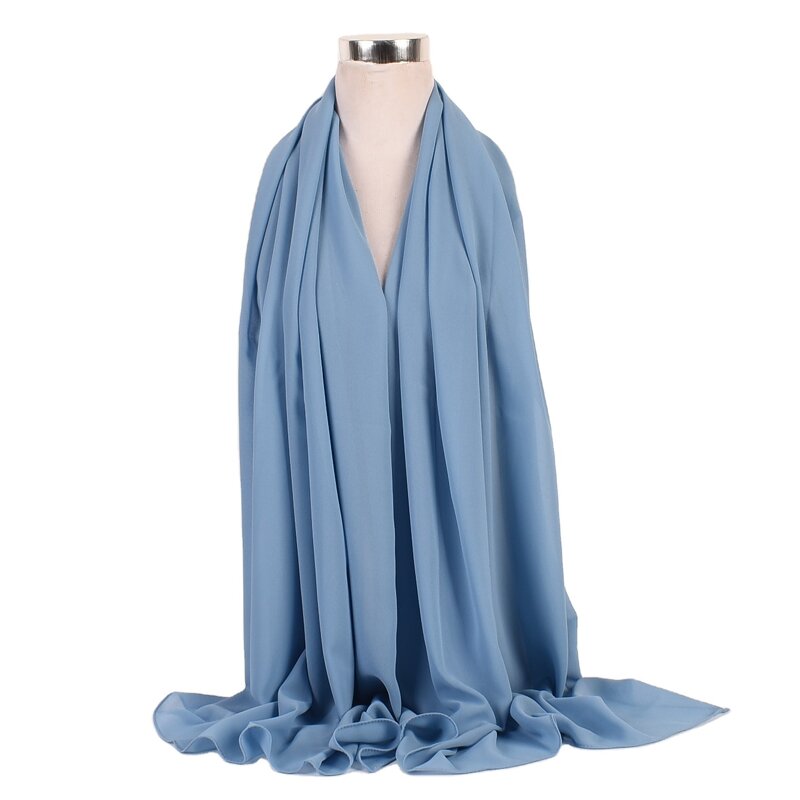 Muslim Headscarf Factory - OEM Women's Solid Chiffon Long Hijab Scarf
