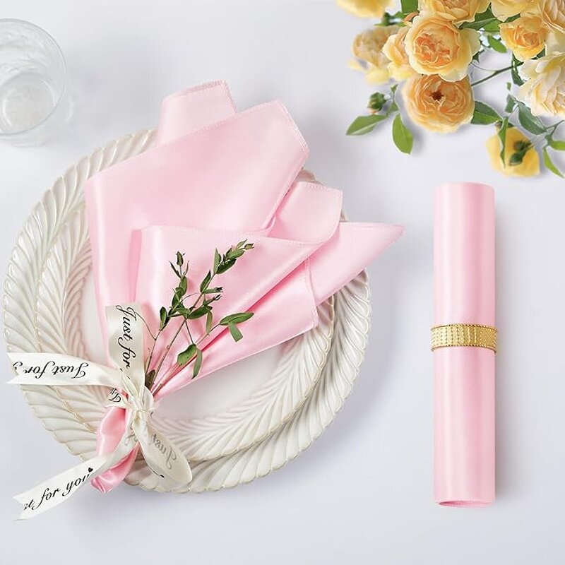 Satin Napkins Factory - OEM 11.8in Luxury Washable Wedding Cloth Napkins