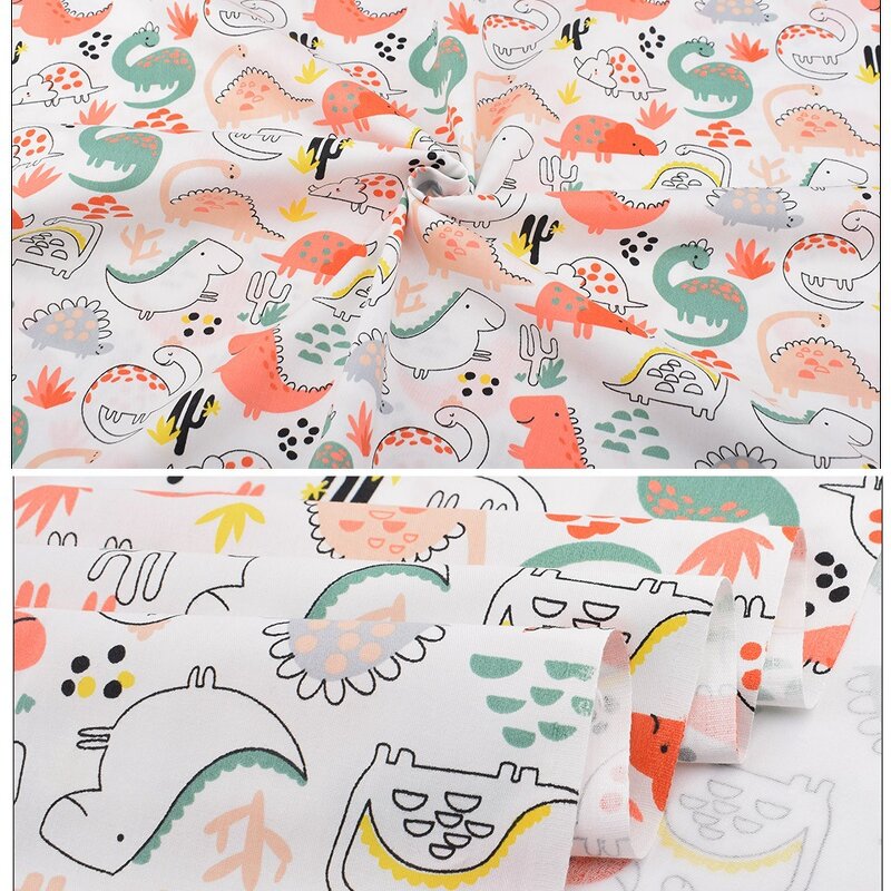 Dinosaur Fabric Supplier - OEM 8pcs Cartoon Printed Cotton Patchwork