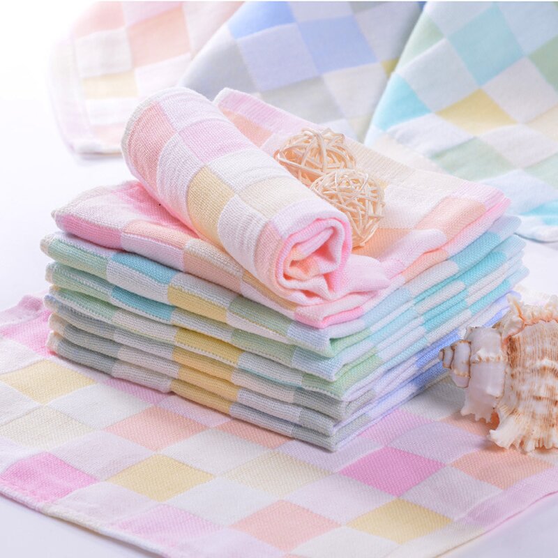 Gauze Towel Manufacturer - OEM Double Layer Soft Plaid Face Towels