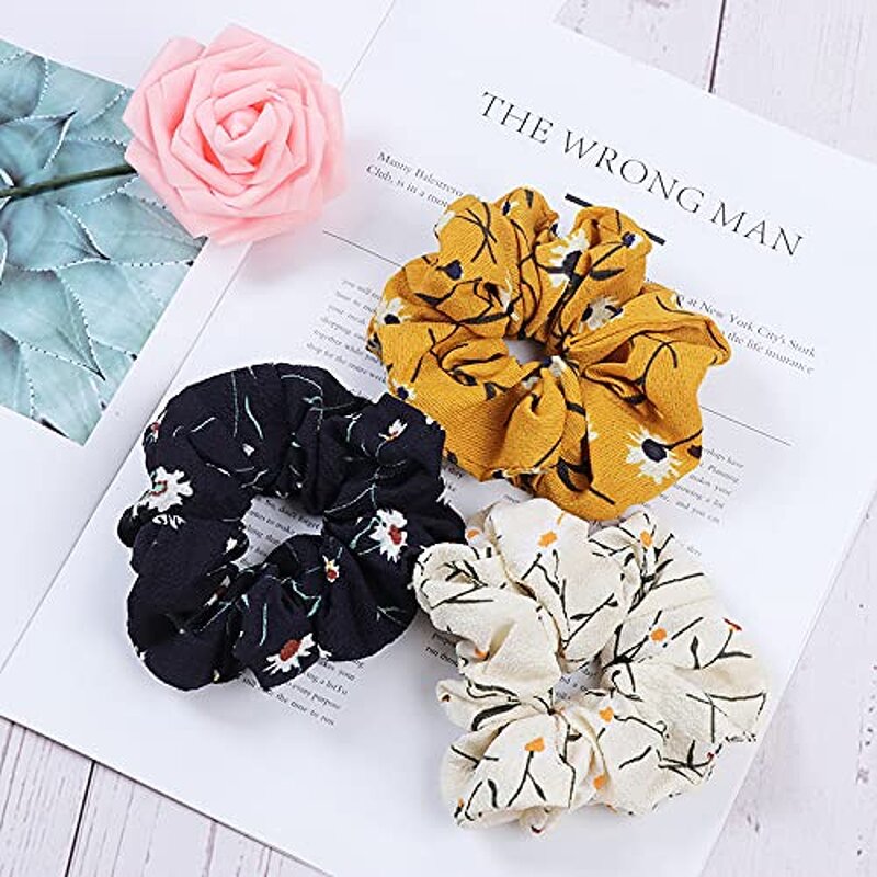 Flower Scrunchies Factory - OEM 8pcs Chiffon Floral Hair Bobbles