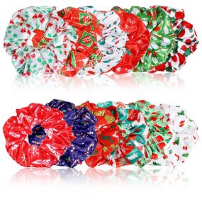 Christmas Scrunchies Factory - OEM 12pcs Red Green Snowflake Hair Ties