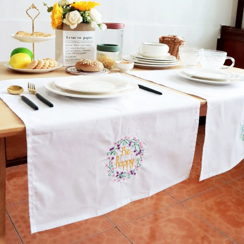 Embroidery Towel Factory - OEM 45x65cm White Vintage Floral Kitchen Cloth