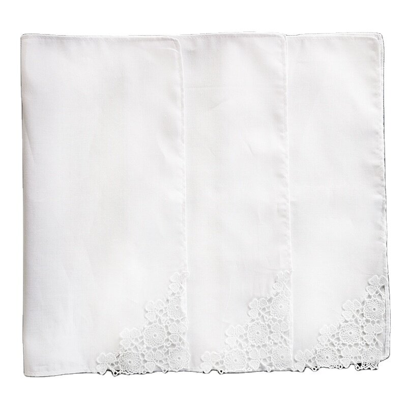 Wedding Handkerchief Supplier - OEM White Lace Embroidered Hankies