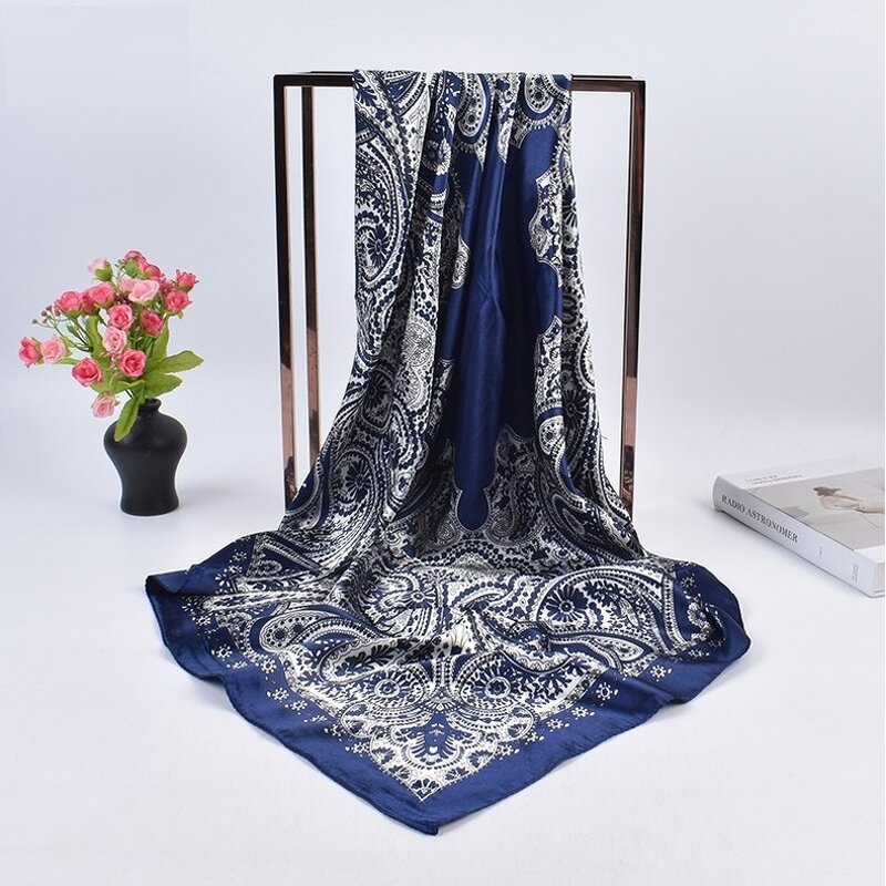 Silk Scarf Manufacturer - OEM 35 Inch Square Floral Shawl Bandana
