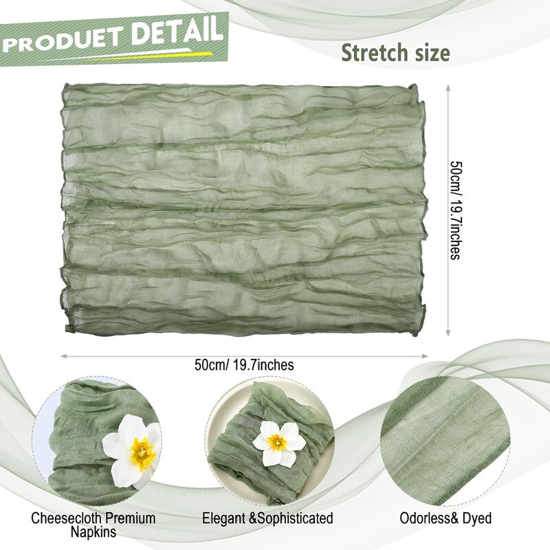 Cheesecloth Napkins Supplier - OEM 19.7 Inch Rustic Wrinkled Table Cover