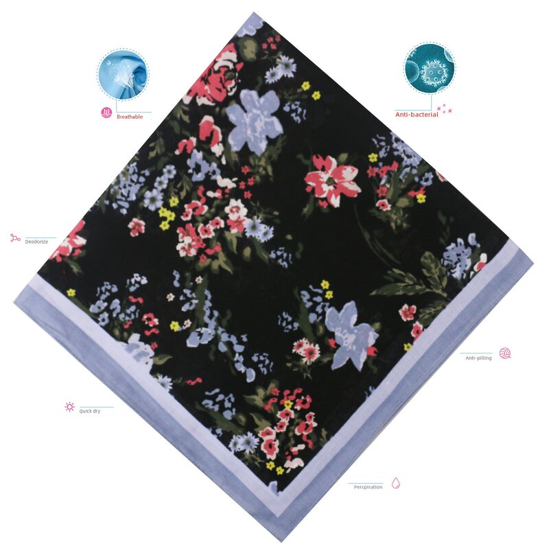 Silver Bandana Manufacturer - OEM Antibacterial Cotton Handkerchief