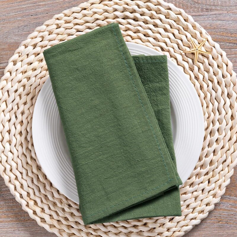 Cotton Napkins Factory - OEM 40cm Olive Green Woven Dinner Napkins