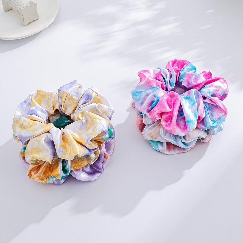 Tie-Dye Scrunchies Manufacturer - OEM 6pcs Silk Satin Hair Bands