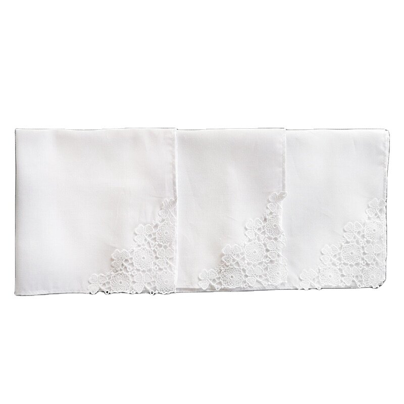 Wedding Handkerchief Supplier - OEM White Lace Embroidered Hankies