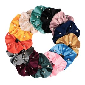 Velvet Scrunchies Supplier - OEM Fashion Pearl Hair Accessories