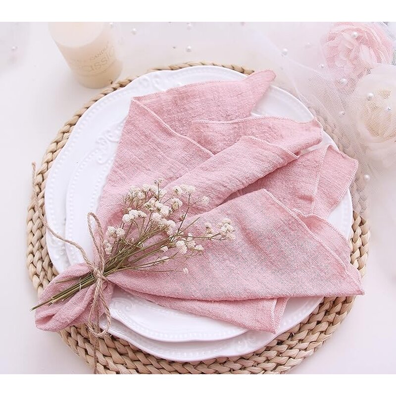 Gauze Napkins Supplier - OEM 16.5in Reusable Boho Pink Cheesecloth
