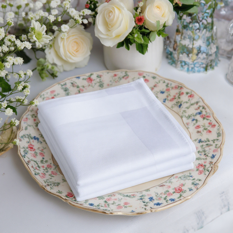 Cotton Pocket Square Factory - OEM Premium 40S White Plain Hankies