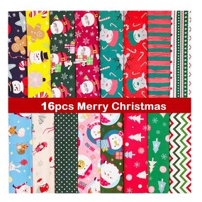 Snowflake Fabric Supplier - OEM 16pcs Christmas Cotton Patchwork Scraps