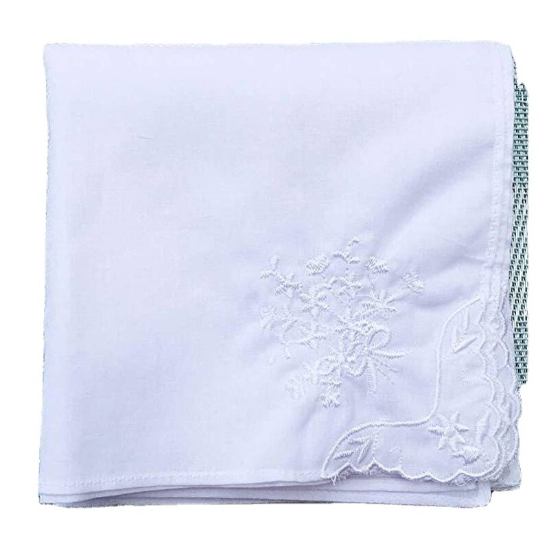 Wedding Handkerchief Supplier - OEM White Lace Embroidered Hankies