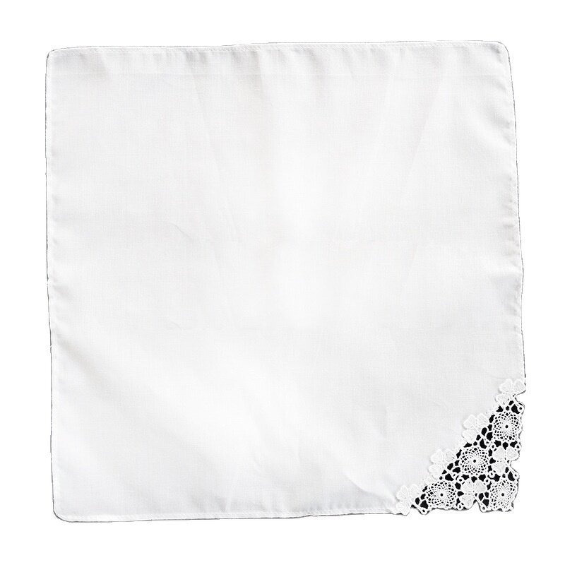 Wedding Handkerchief Supplier - OEM White Lace Embroidered Hankies