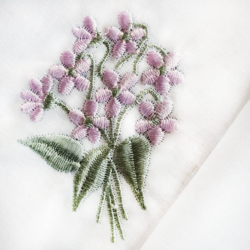 Flower Handkerchief Manufacturer - OEM Colored Embroidered Ladies Hankies