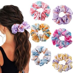 Tie-Dye Scrunchies Manufacturer - OEM 6pcs Silk Satin Hair Bands