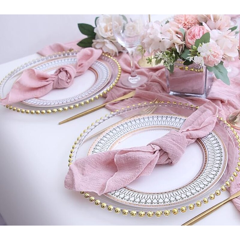 Gauze Napkins Supplier - OEM 16.5in Reusable Boho Pink Cheesecloth