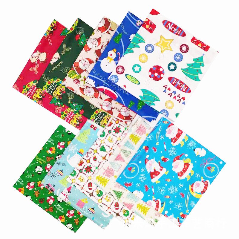 Christmas Fabric Manufacturer - OEM 10pcs Santa Snowman Sewing Squares