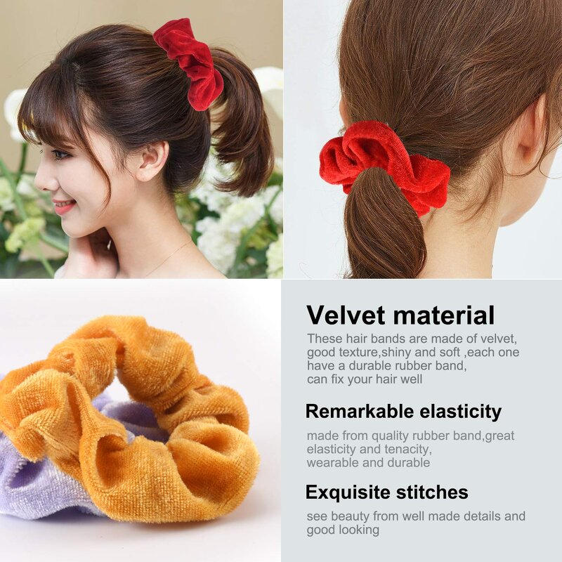 High Quality Scrunchies Supplier - OEM 40 Pcs Durable Velvet Hair Ties