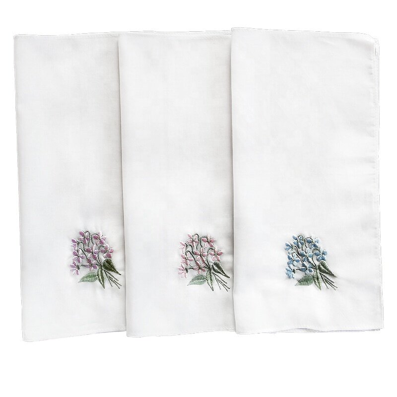 Flower Handkerchief Manufacturer - OEM Colored Embroidered Ladies Hankies