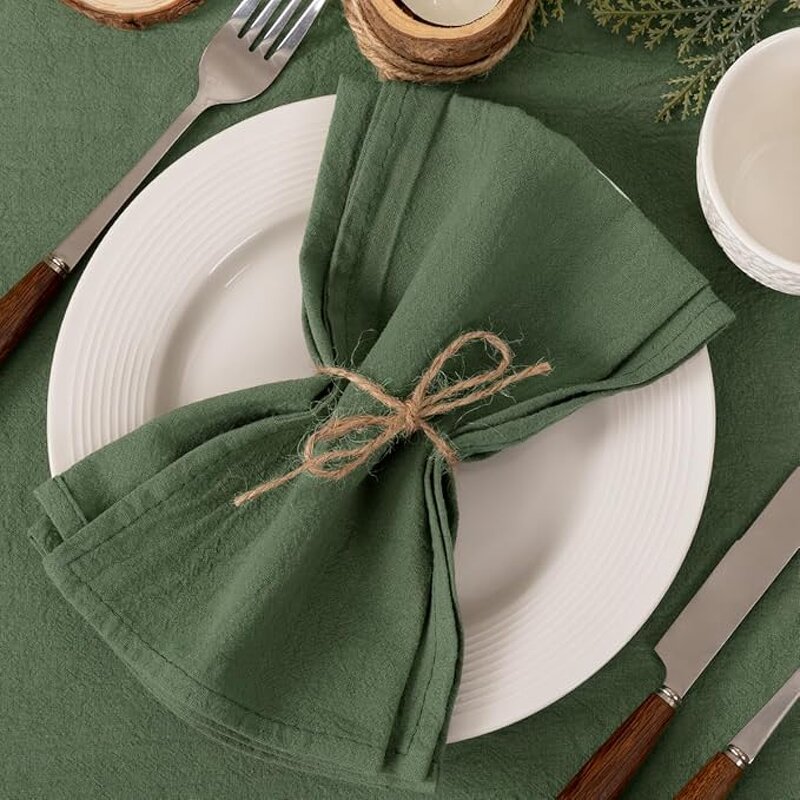 Cotton Napkins Factory - OEM 40cm Olive Green Woven Dinner Napkins