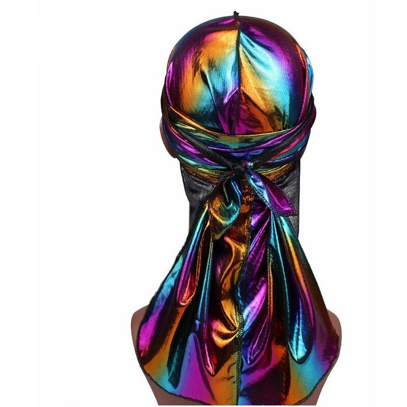 Holographic Durag Supplier - OEM Premium Polyester Long Tail Bandana