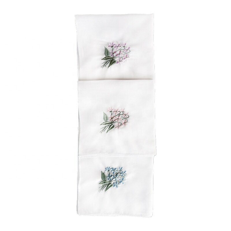Flower Handkerchief Manufacturer - OEM Colored Embroidered Ladies Hankies