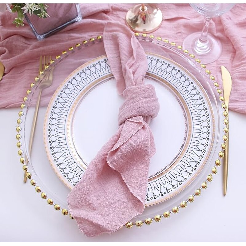 Gauze Napkins Supplier - OEM 16.5in Reusable Boho Pink Cheesecloth