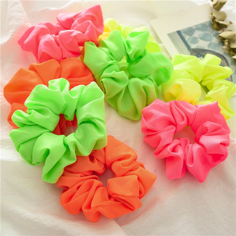 Neon Scrunchies Supplier - OEM Summer Custom Silk Hair Ropes