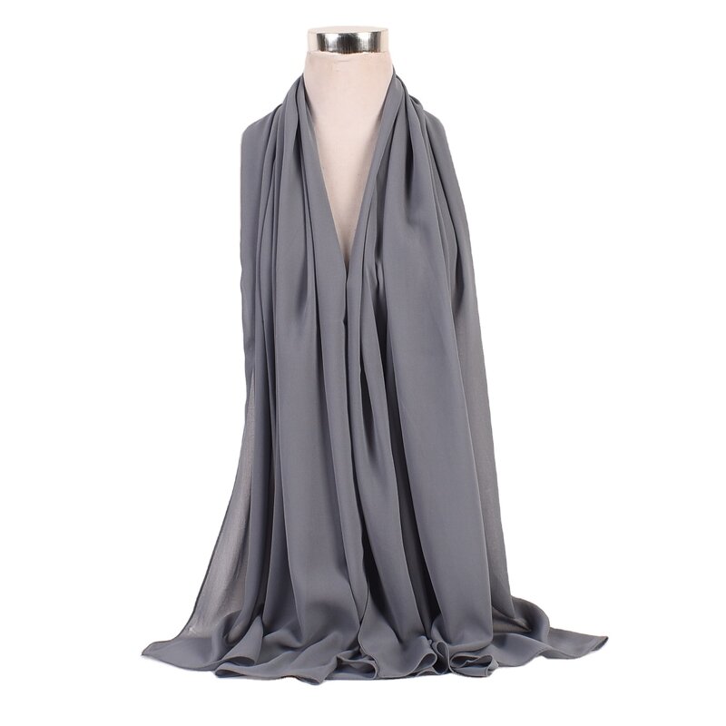 Muslim Headscarf Factory - OEM Women's Solid Chiffon Long Hijab Scarf