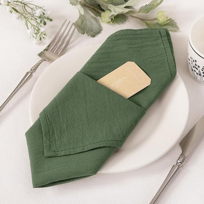 Cotton Napkins Factory - OEM 40cm Olive Green Woven Dinner Napkins