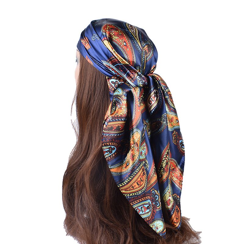Fashion Bandana Supplier - OEM 35 Inch Silk Paisley Hijab Scarves