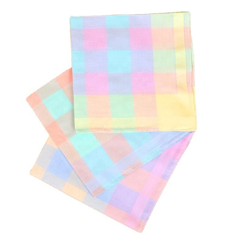 Cotton Handkerchief Supplier - OEM Bulk Wholesale Rainbow Checked Hankies