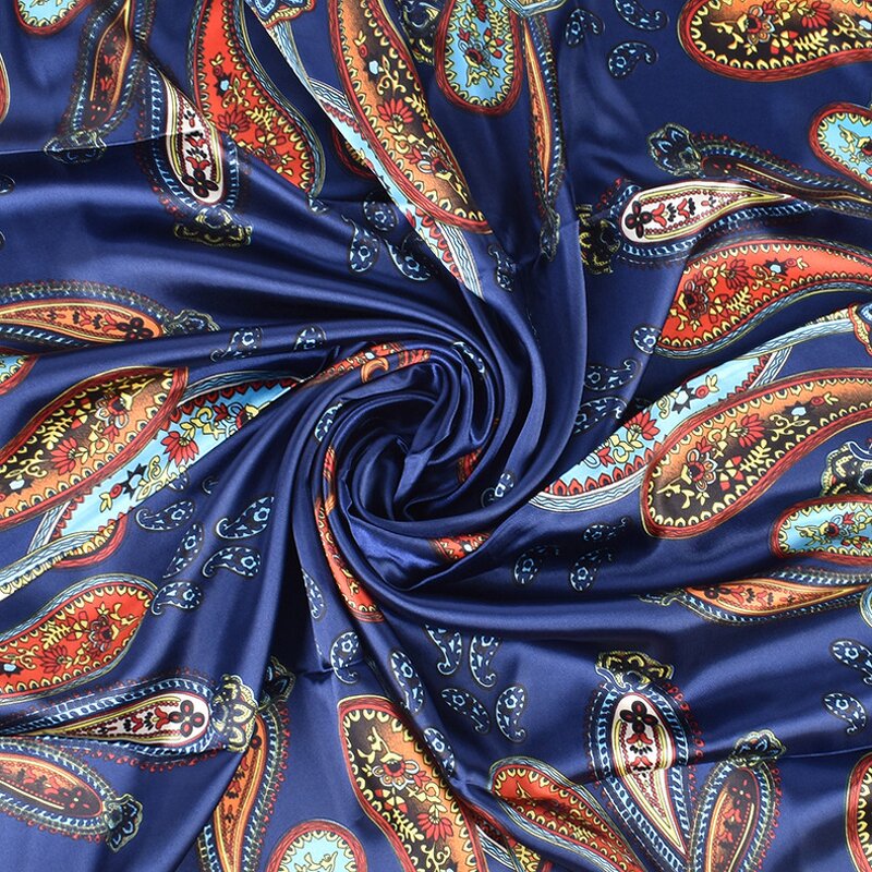 Fashion Bandana Supplier - OEM 35 Inch Silk Paisley Hijab Scarves