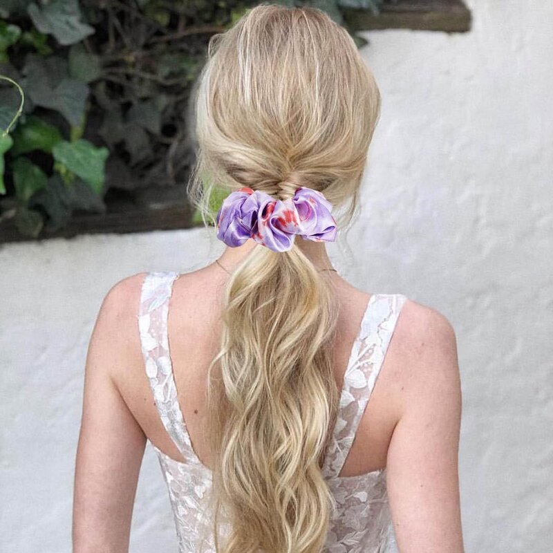 Tie-Dye Scrunchies Manufacturer - OEM 6pcs Silk Satin Hair Bands