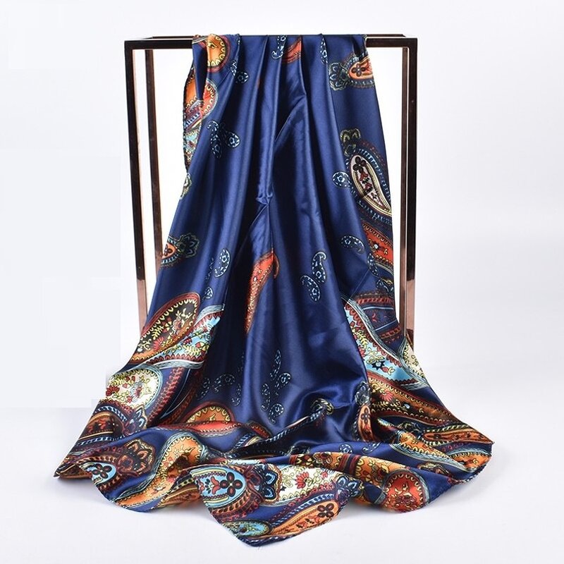 Fashion Bandana Supplier - OEM 35 Inch Silk Paisley Hijab Scarves