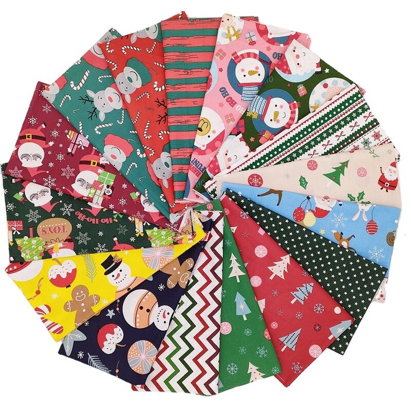 Snowflake Fabric Supplier - OEM 16pcs Christmas Cotton Patchwork Scraps