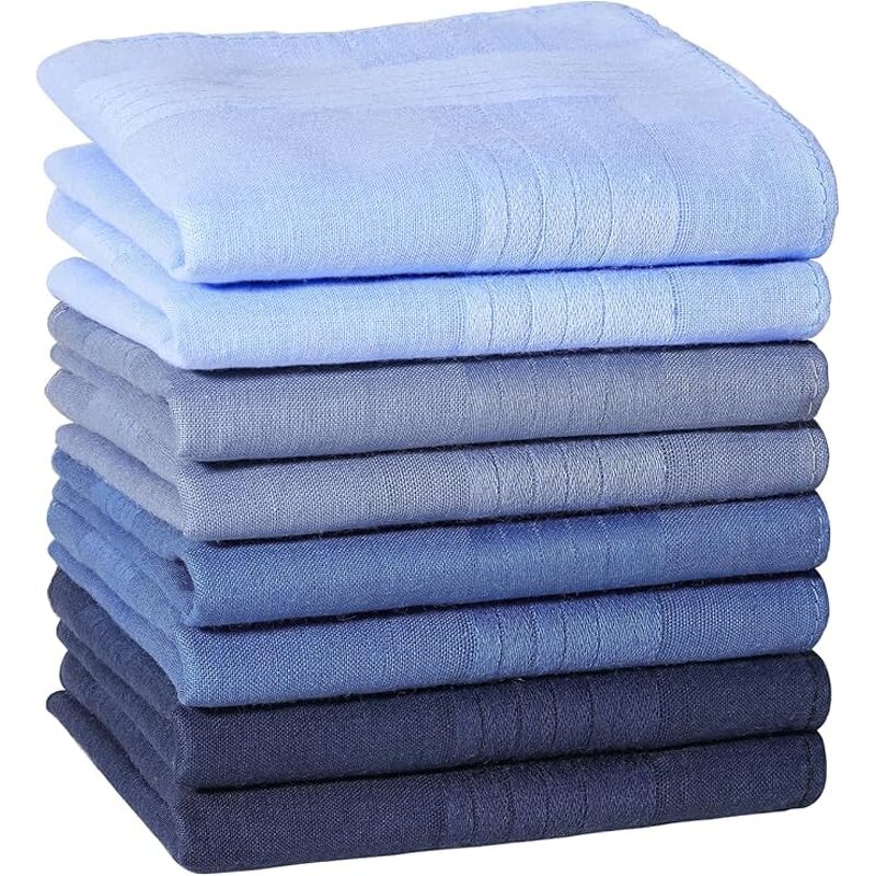 Blue Handkerchief Supplier - OEM 8pcs Assorted Color Cotton Hankies
