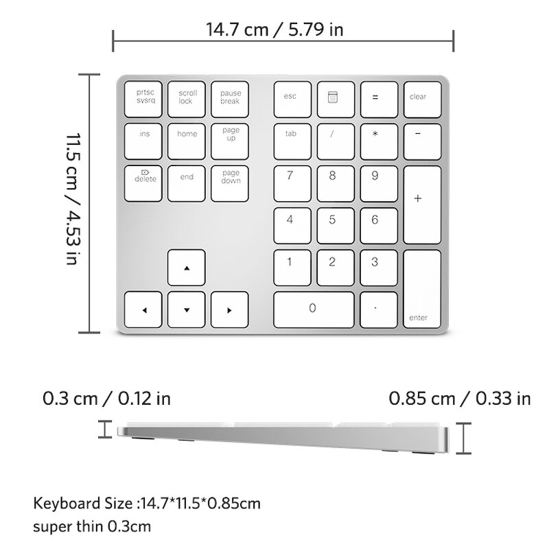 Wireless Numeric Keypad Factory - OEM Aluminum Rechargeable with USB Hub