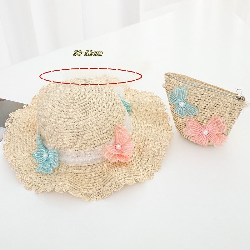 Kids Sun Hat Factory - OEM 2025 High Quality Beach Wallet Straw Hat Set