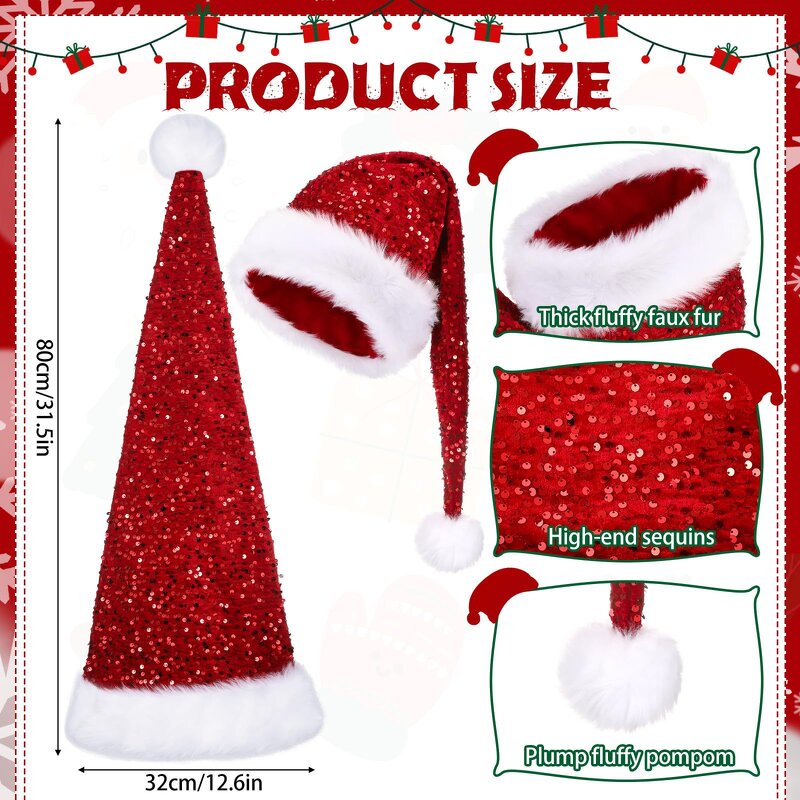 Sequin Christmas Hat Factory - OEM Double-Layer Haipai Plush Long Hair Party