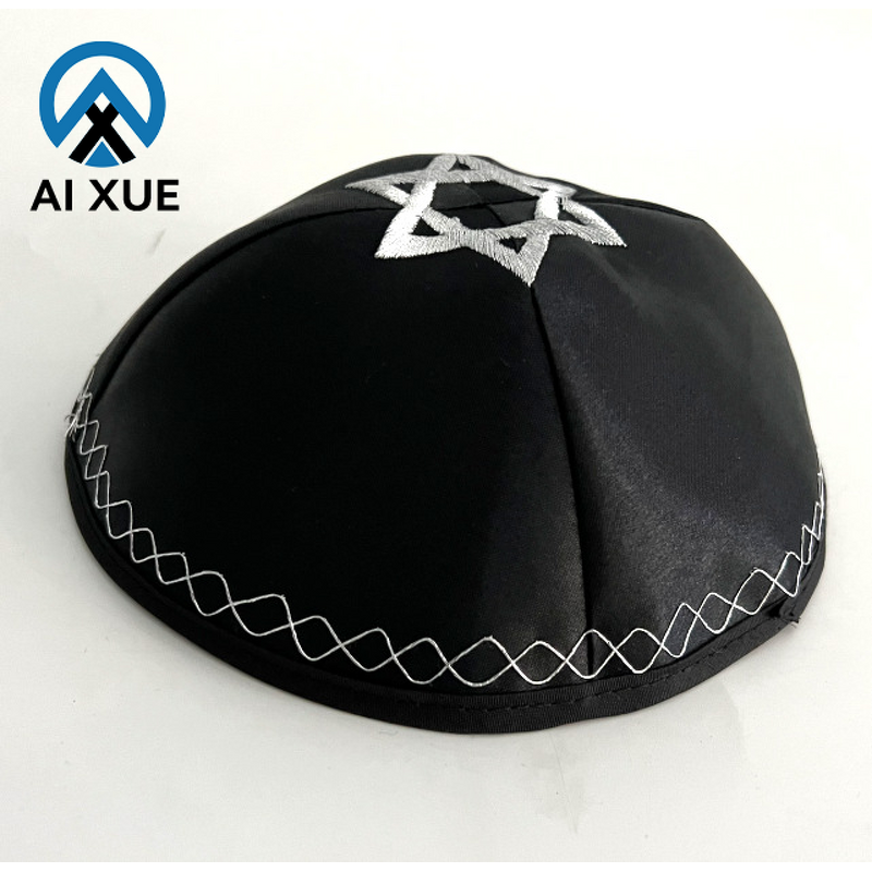 Jewish Kippah Supplier - OEM Satin Star of David Ethnic Prayer Cap