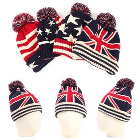 Knitted Hat Supplier - OEM European Rice Flag Star Striped Acrylic