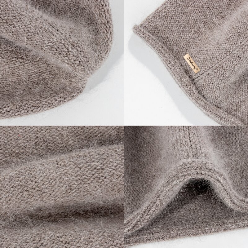 Rabbit Fur Beanie Factory - OEM Women's Soft Knitted Lantern Hat