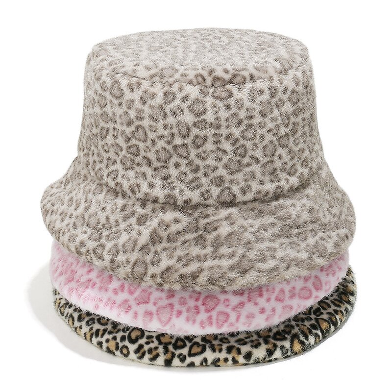 Winter Bucket Hat Supplier - OEM Women's Fashion Leopard Faux Fur Panama